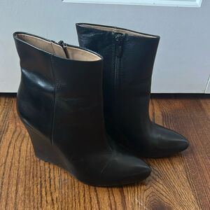 Ann Taylor Leather Wedge Booties Size 5